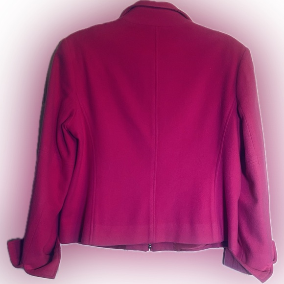 Mainbocher Sz 8 Cashmere Wool Hot Pink Zip Up Blazer Jacket - Picture 2 of 7